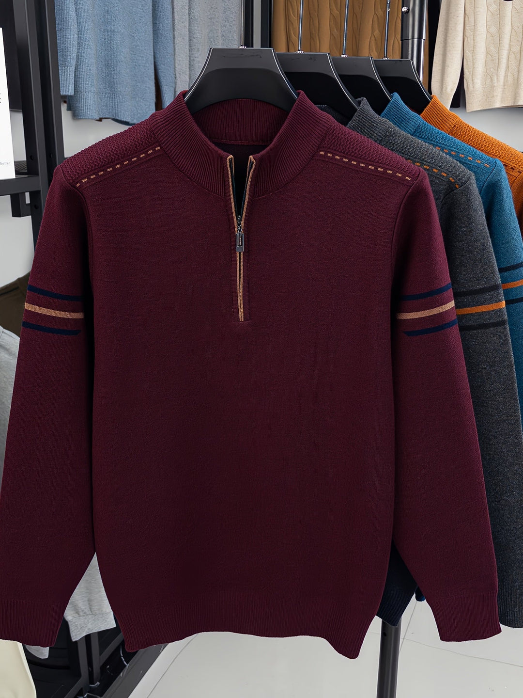 Half-Zip Mock Neck Sweater for Men