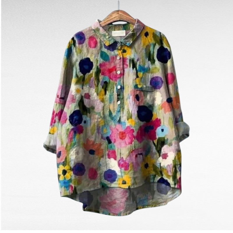 Stylish Multicolor Floral Blouse for Women, Plus Size