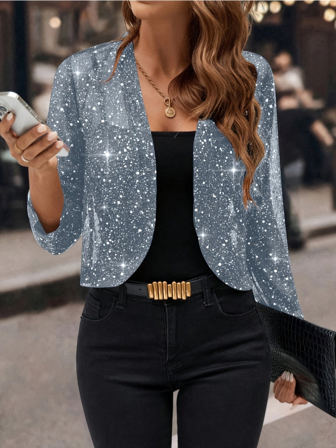 Shimmer Cropped Jacket for Women