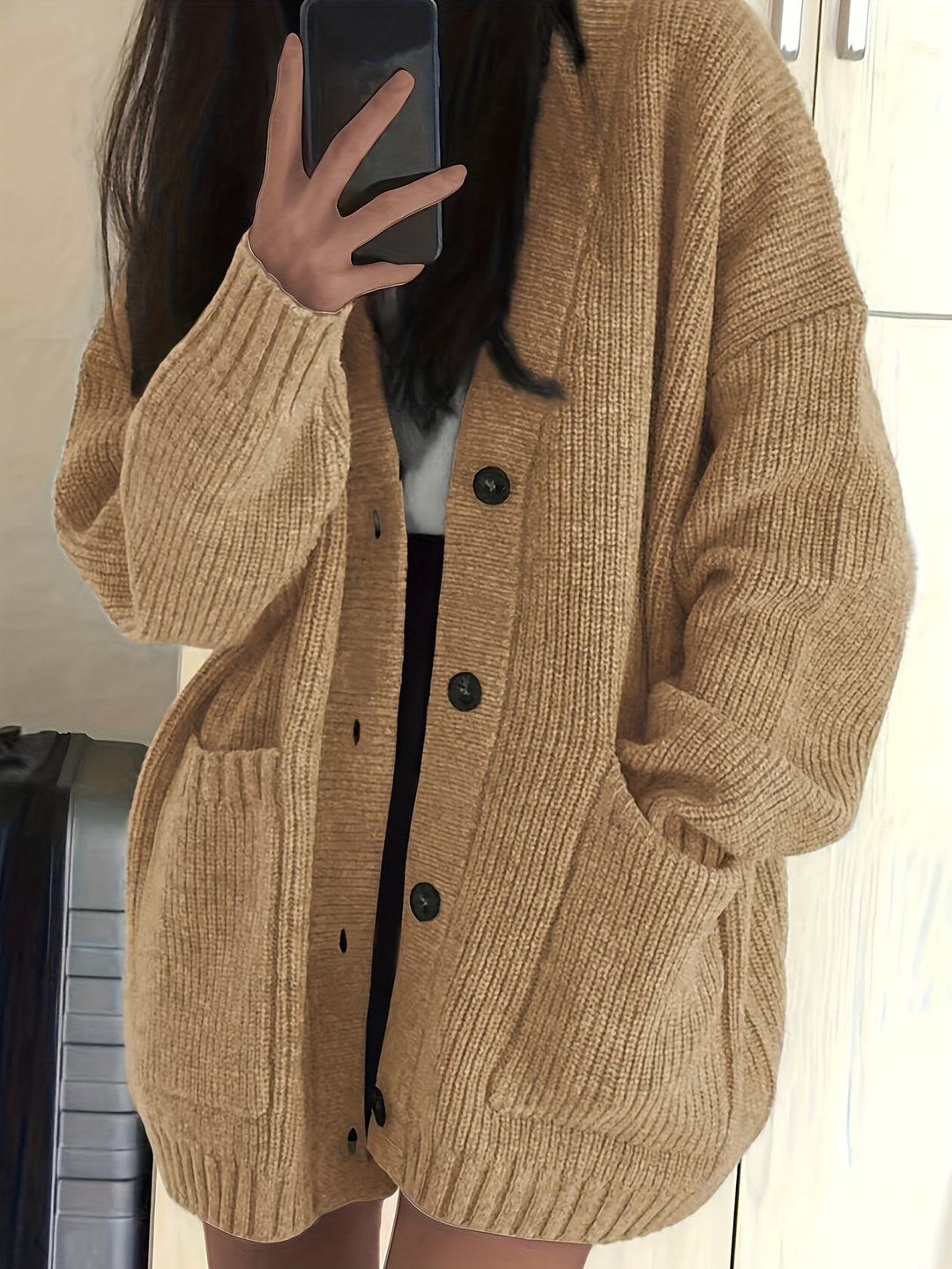 Ladies Relaxed Button-Front Cardigan