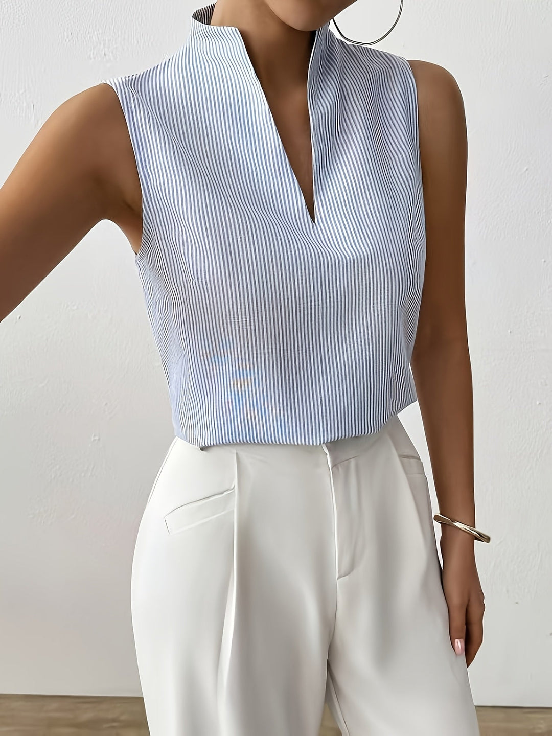 Sleeveless V-Neck Top for Women, Refined Style