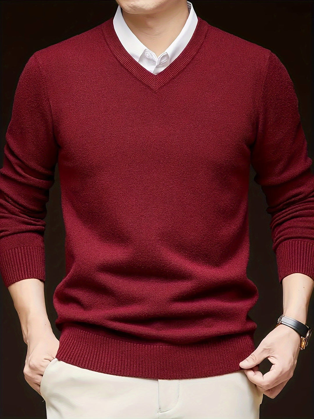 Refined V-Neck Sweater for Men