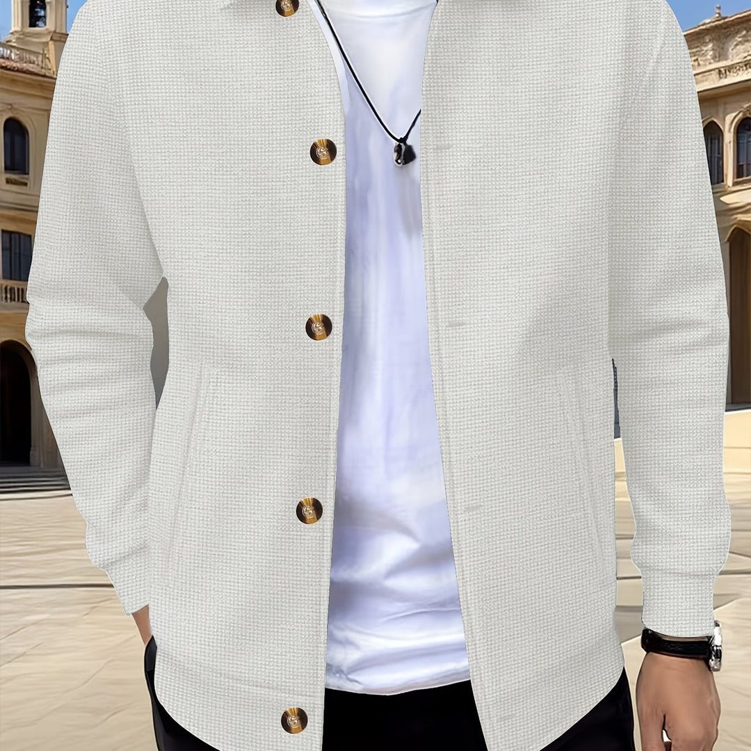 Button-Up Jacket for Men, Textured Style