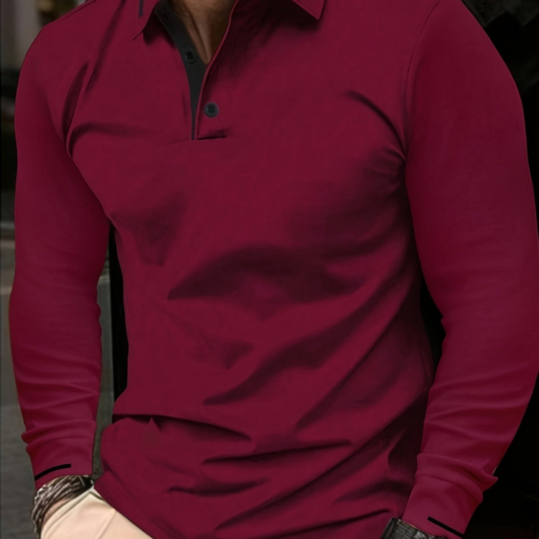 Long-Sleeve Polo Shirt for Men, Refined Style