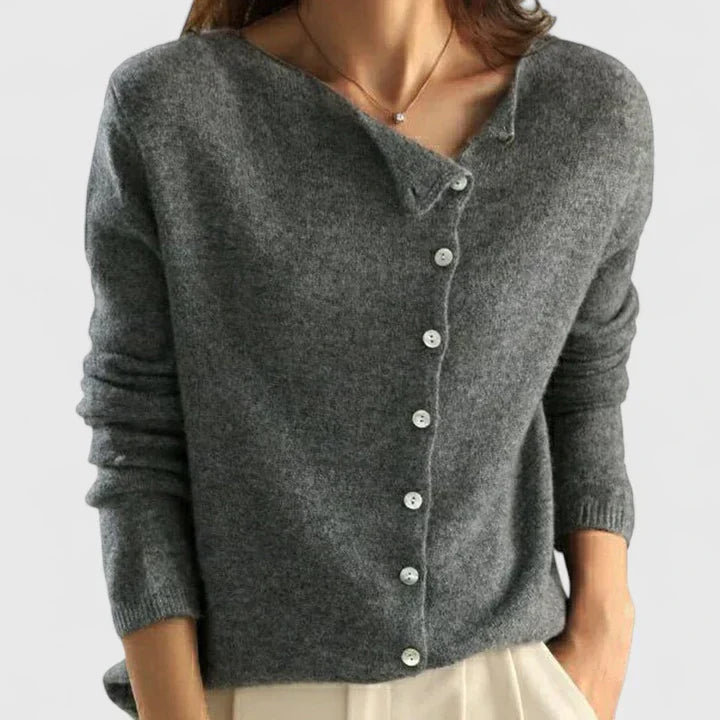 Asymmetric Button Cardigan for Women