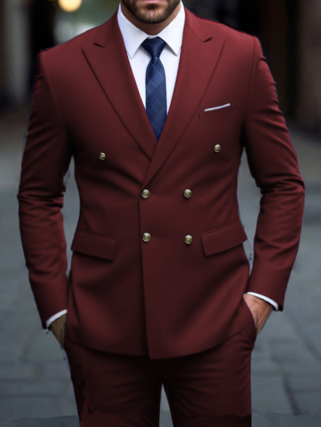 Double-Breasted Tailored Suit for Men, Plus Size