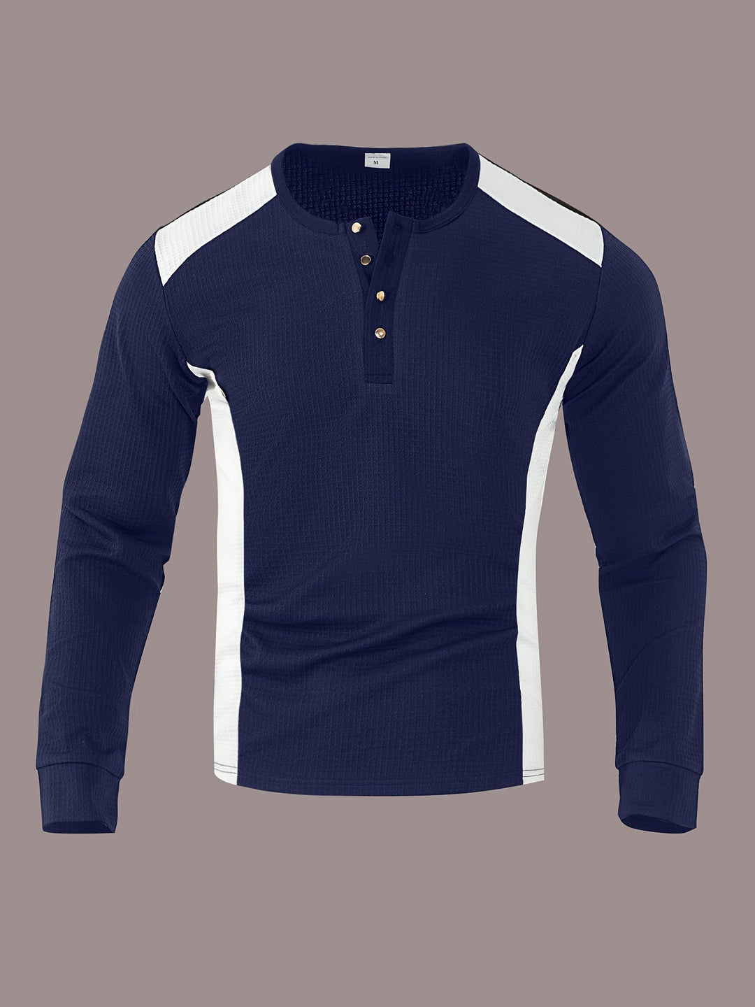 Textured Long-Sleeve Henley for Men, Plus Size