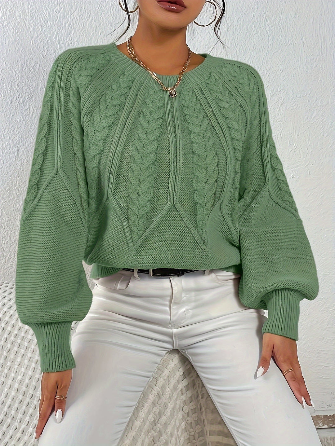 Relaxed Cable-Knit Sweater for Women