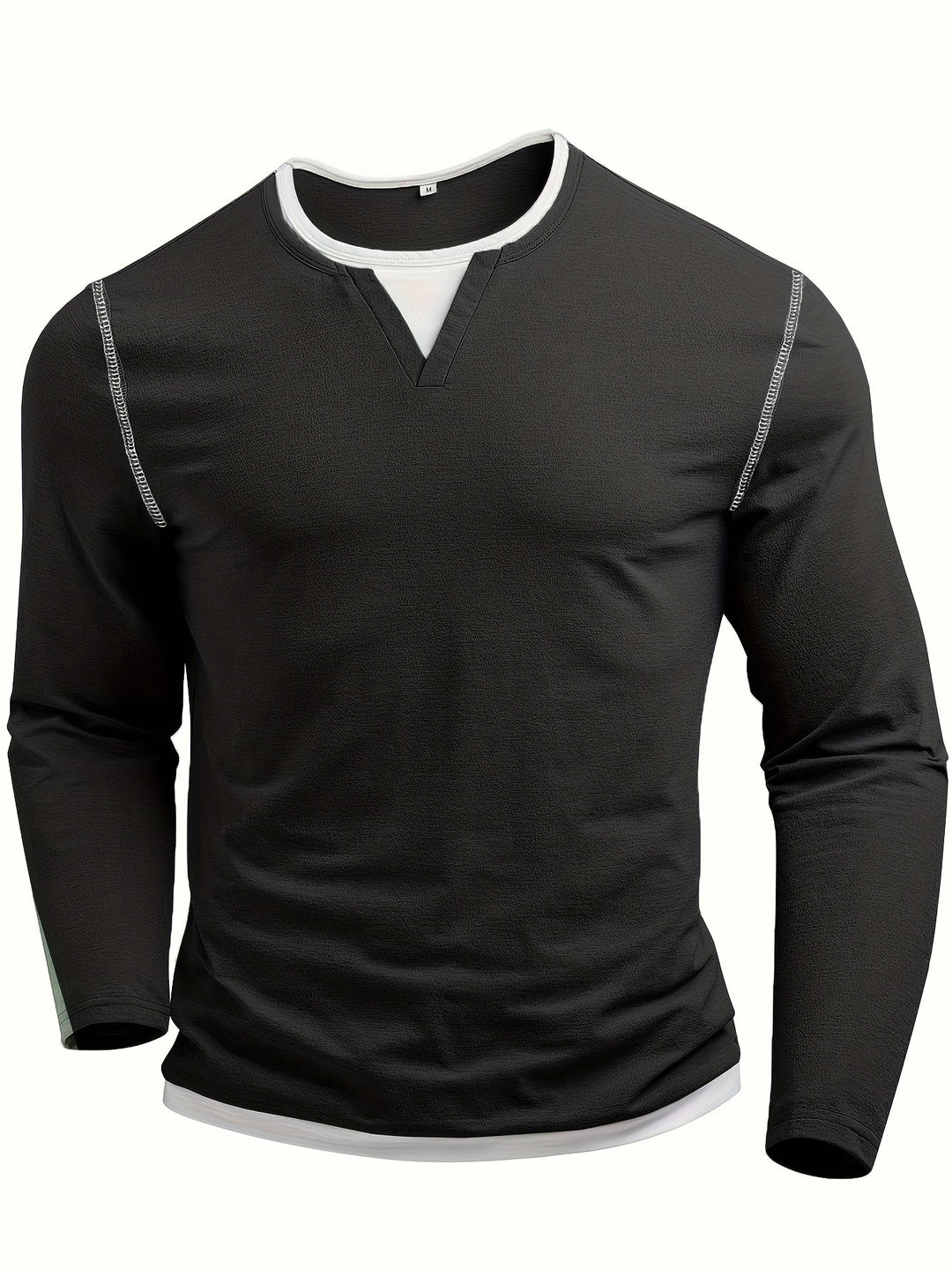 Refined Notch-Neck Henley Shirt for Men, Plus Size