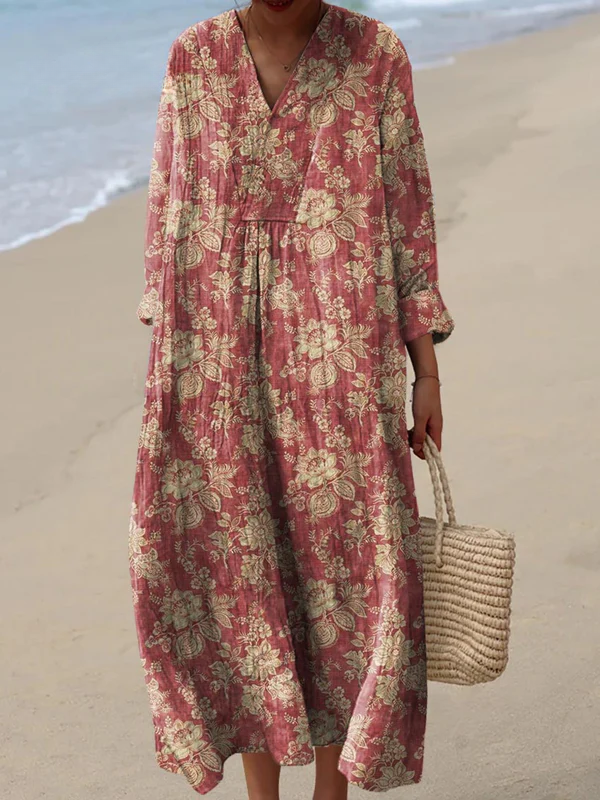 Women's Vintage Floral Art Print Dress