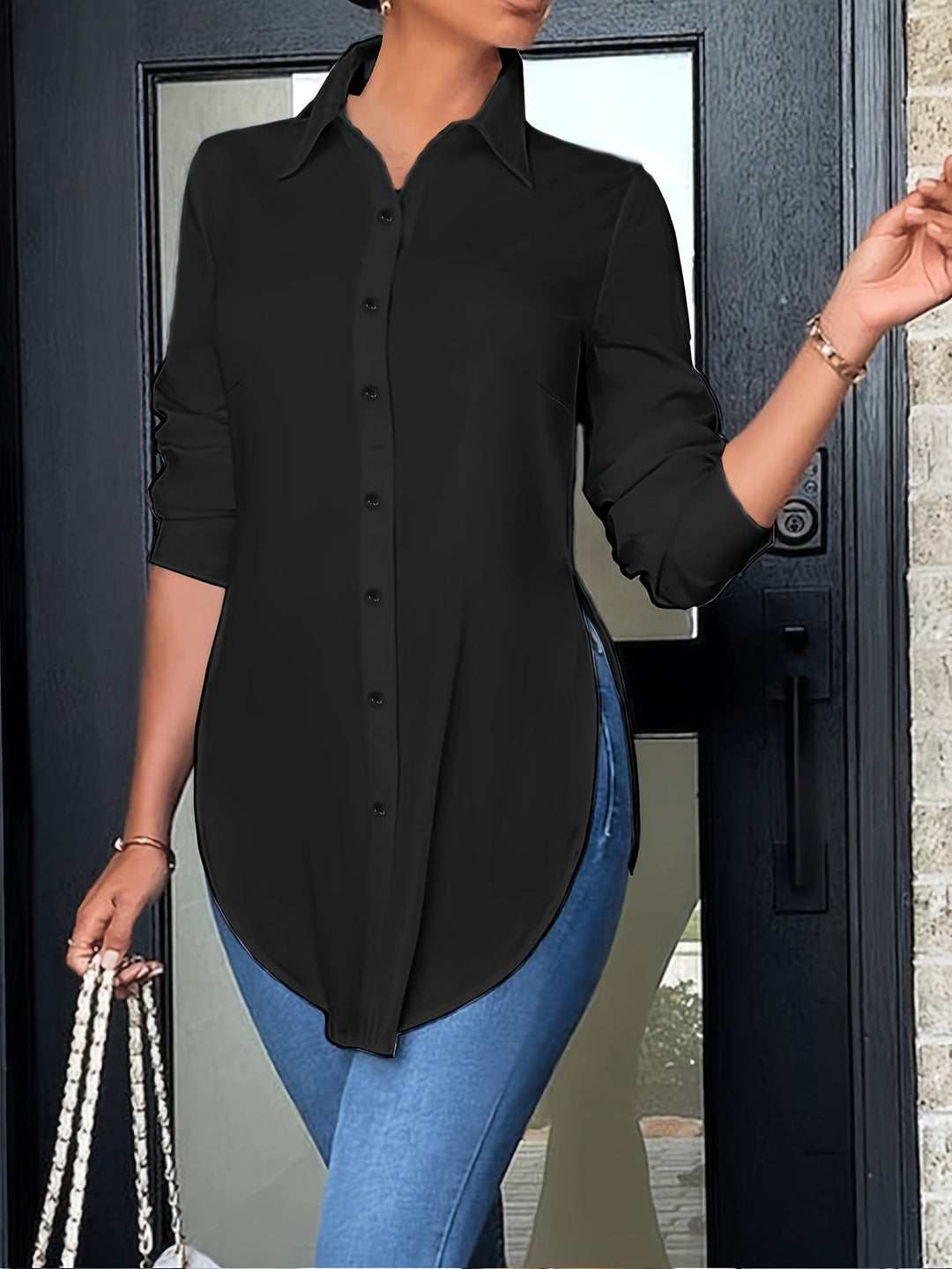 Refined Button-Front Blouse for Women