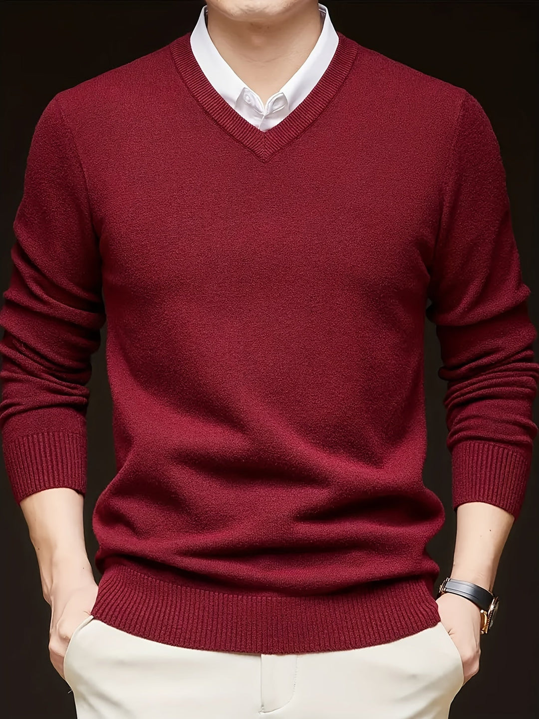 Refined V-Neck Sweater for Men