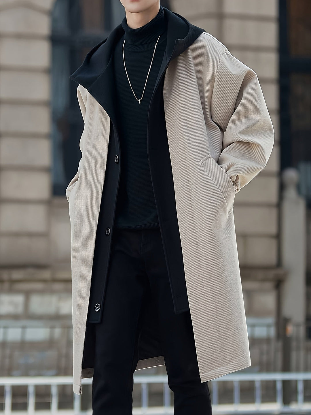 Hooded Longline Coat, Men's Refined Fit