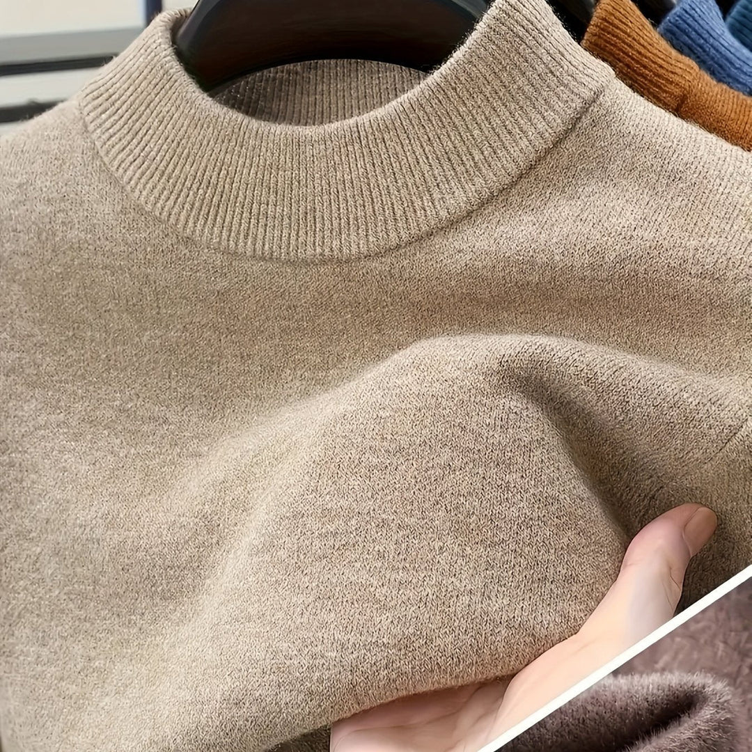 Mock Neck Knit Sweater for Men, Plus Size
