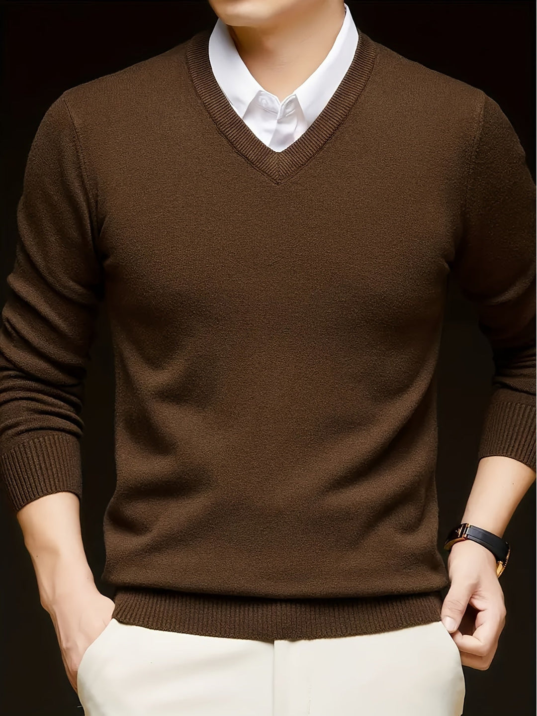 Refined V-Neck Sweater for Men