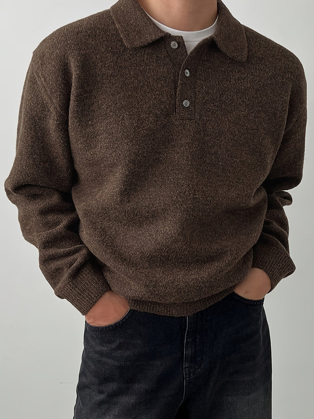 Polo Collar Sweater, Men's Refined Fit