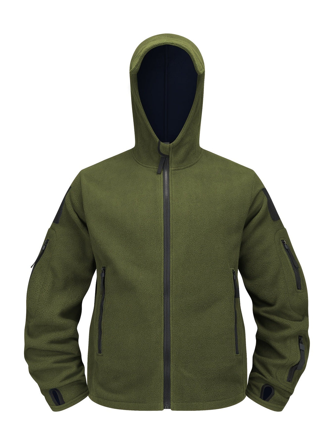 Rugged Hooded Zip Jacket for Men, Plus Size