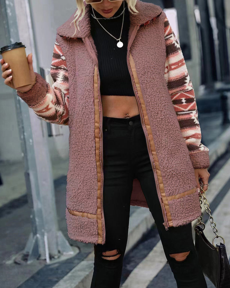 Women's Cotton Blend Winter Coat with Lapel Collar