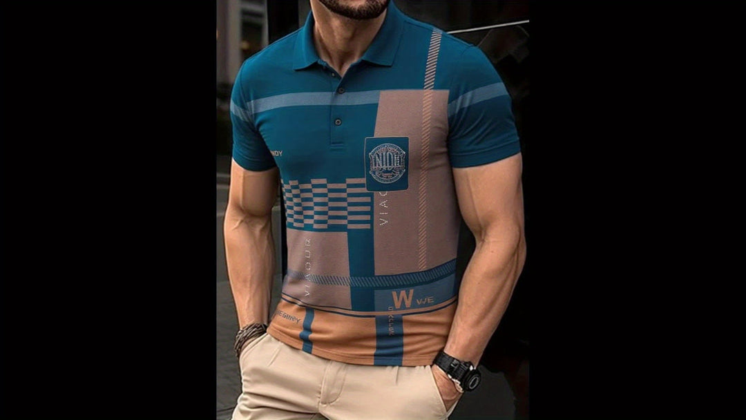 Colorblock Polo Shirt for Men, Refined Style