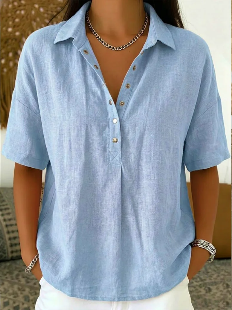 Plus Size Casual Button-Up Collar Shirt for Women