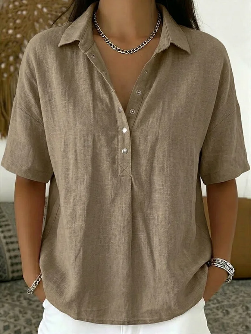 Plus Size Casual Button-Up Collar Shirt for Women