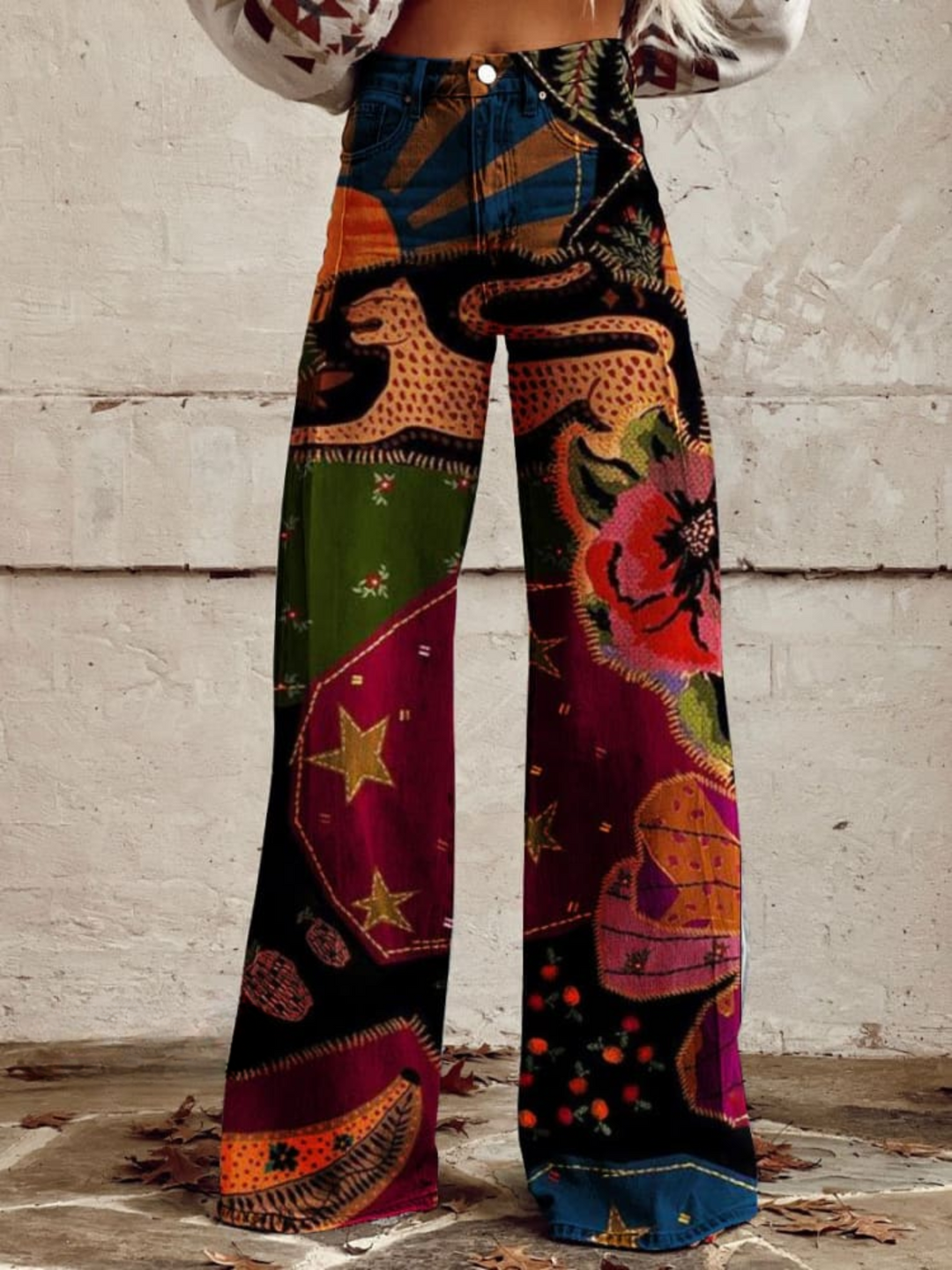 Elegant Bohemian Chic Pants, Plus Size