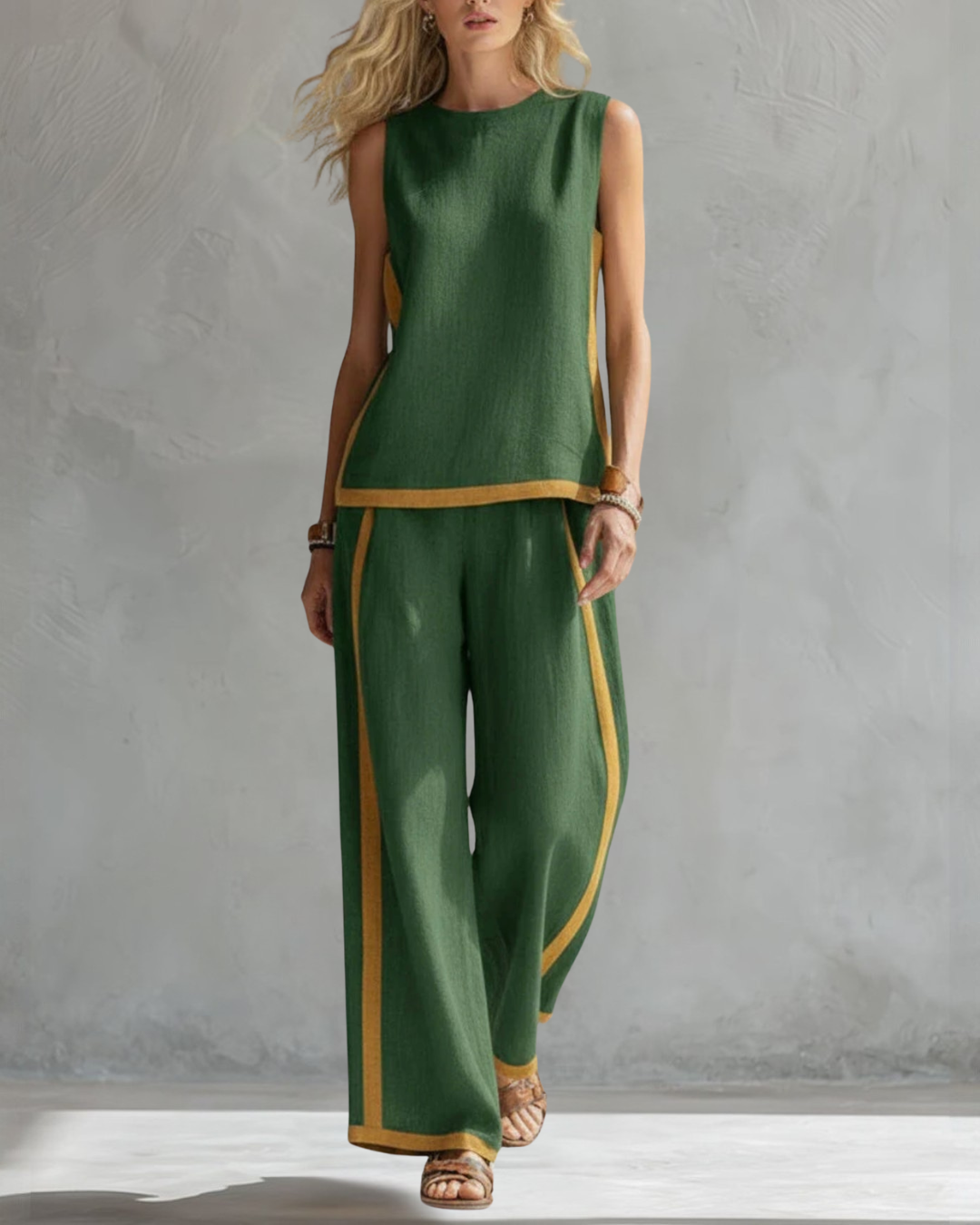 Sleeveless and Wide Trouser Set for Women, Elegant Style