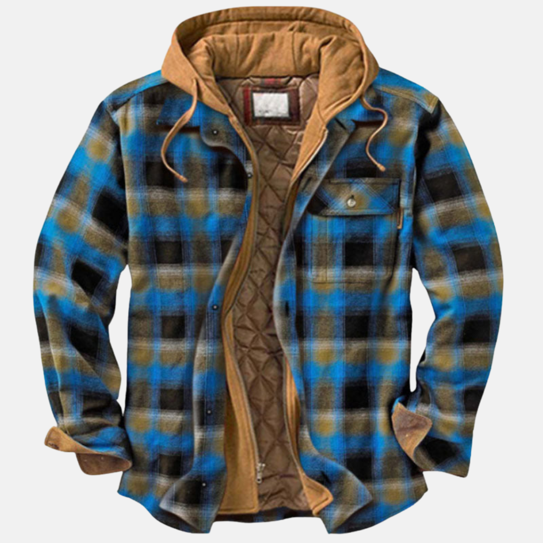 Hooded Plaid Jacket for Men, Rugged Style