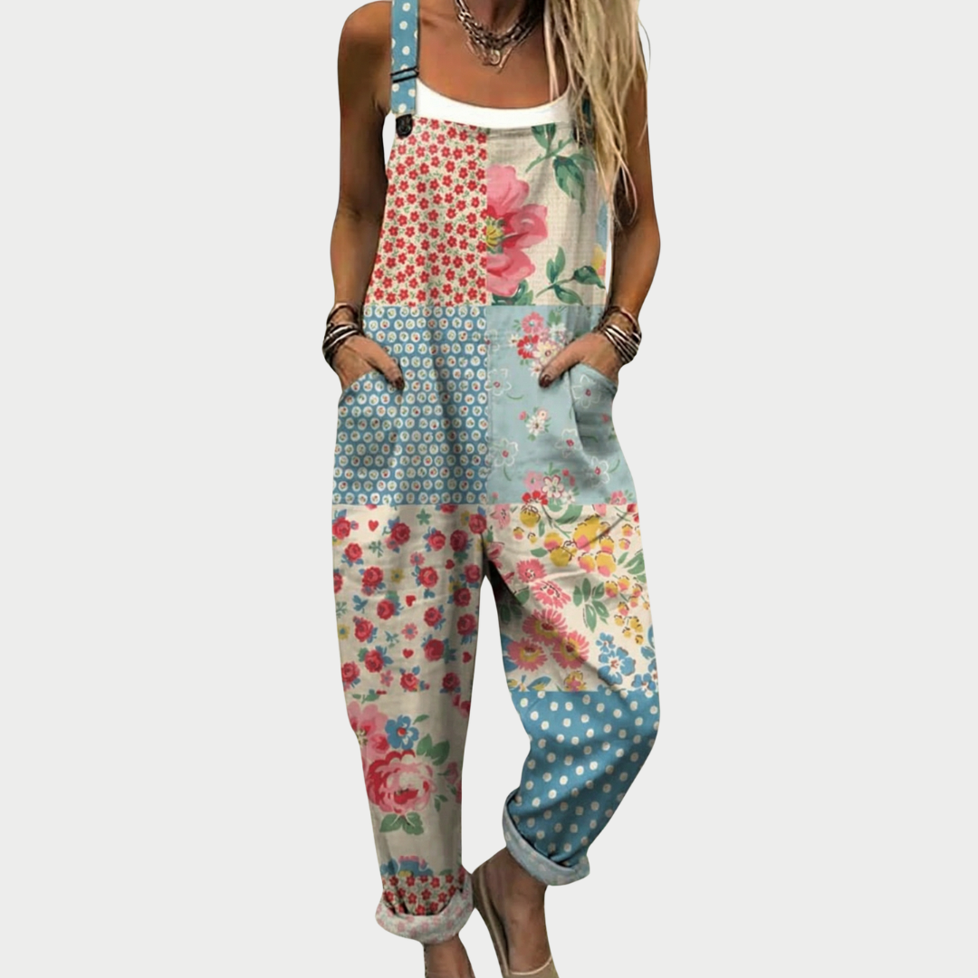 Multi Floral Patch Jumpsuit for Women, Stylish Style