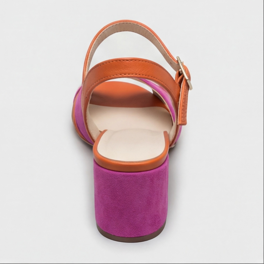 Orthopedic Color Block Chunky Heels for Women, Arch Support