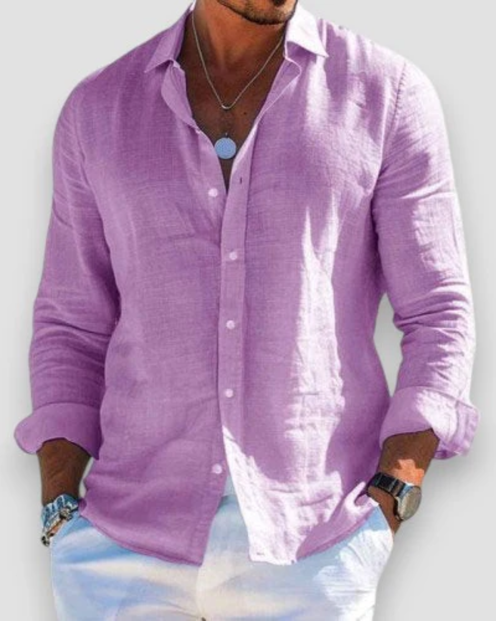 Casual Summer Long Sleeve Shirt for Men, Plus Size