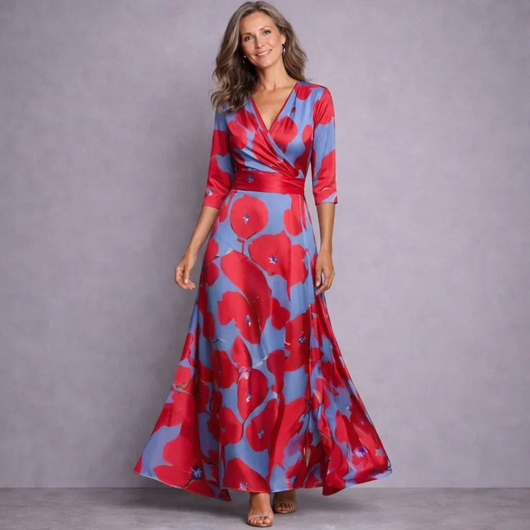 Mid Sleeve Maxi Dress, Women's Elegant Fit