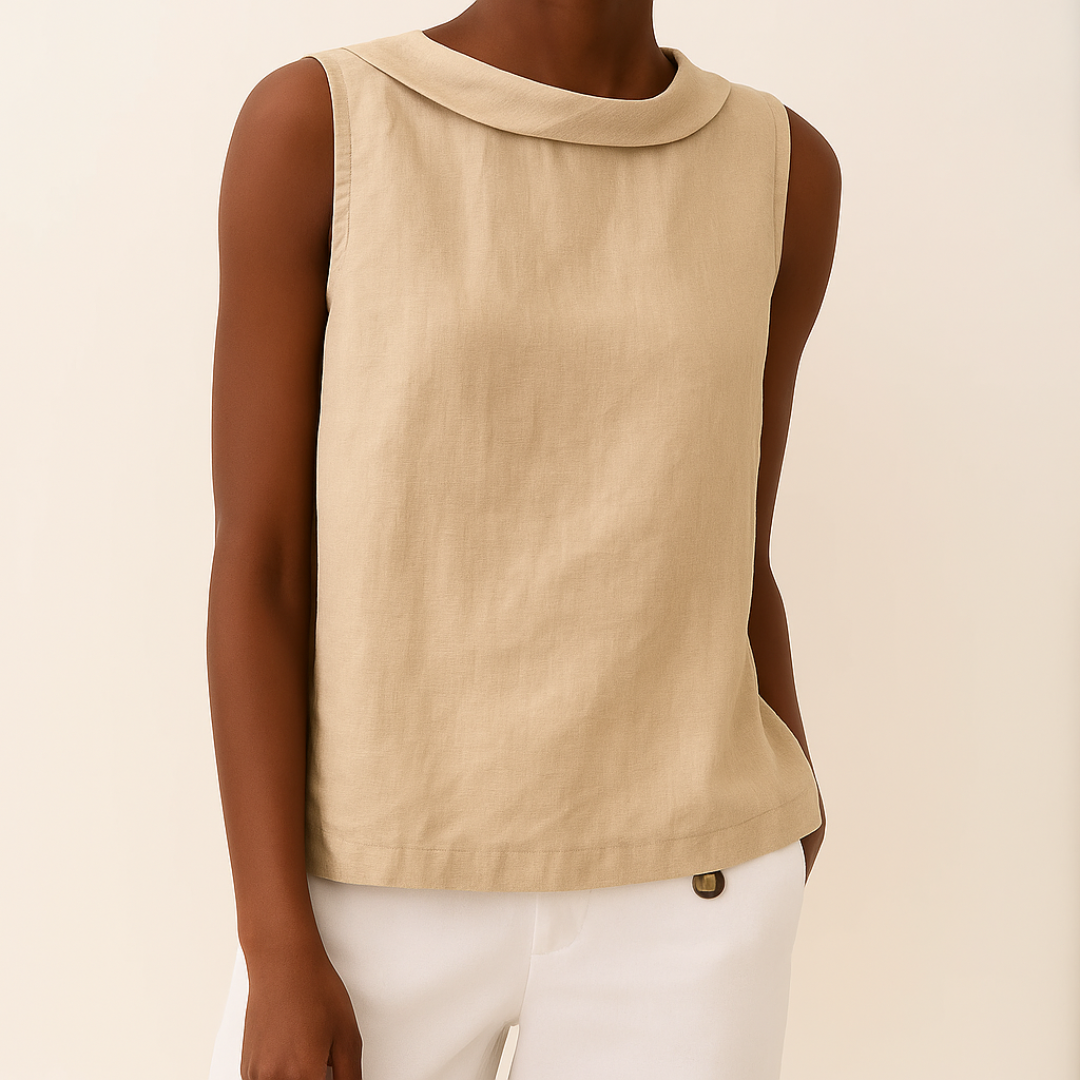 Sleeveless Roll Collar Top for Women, Casual Style