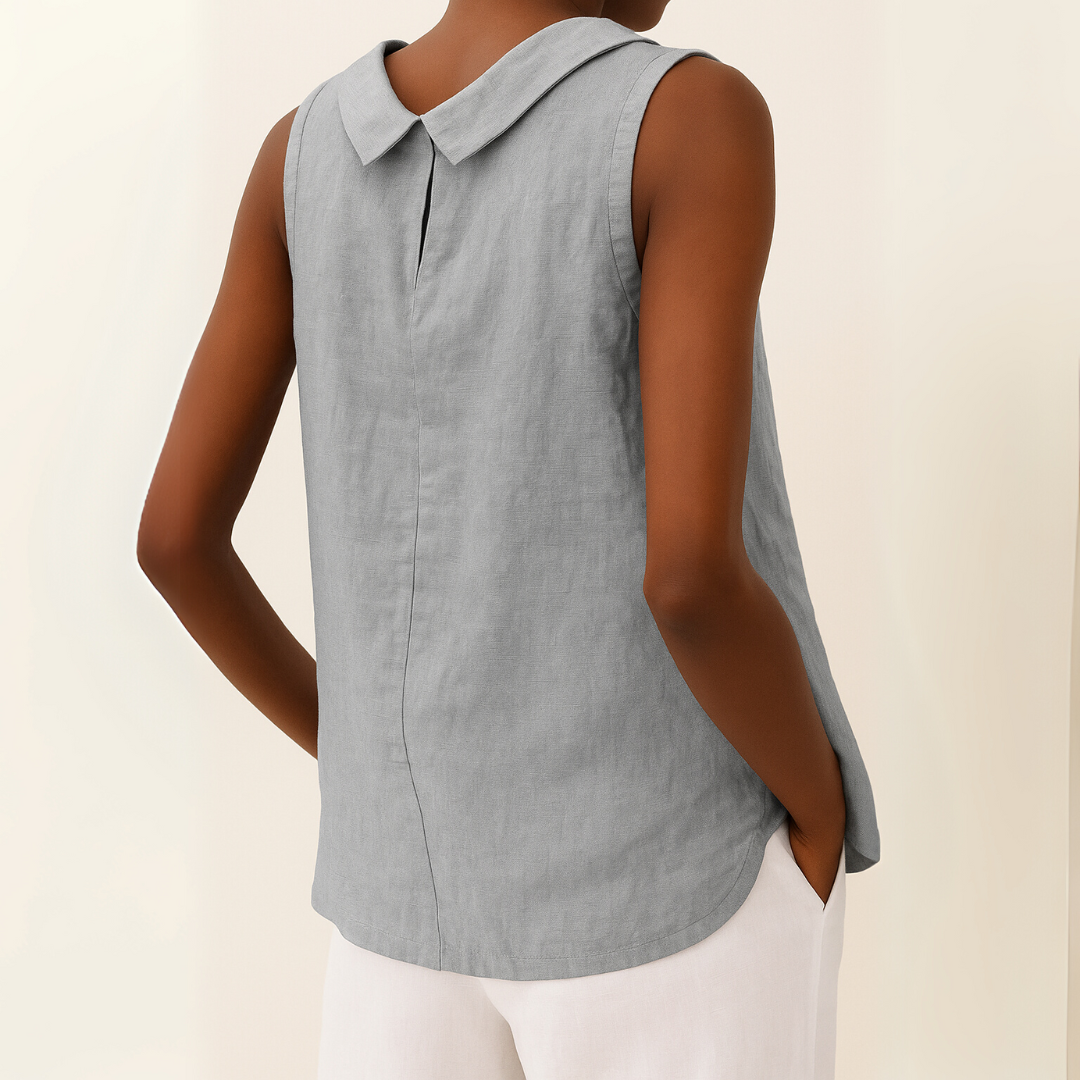 Sleeveless Roll Collar Top for Women, Casual Style