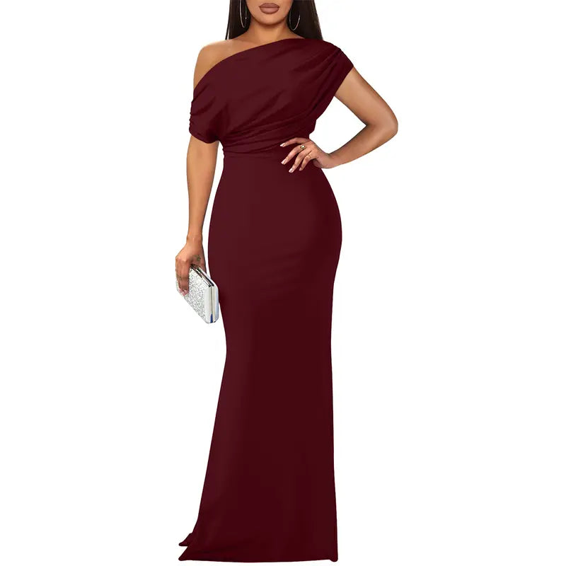 Off-Shoulder Evening Dress, Women's Elegant Fit