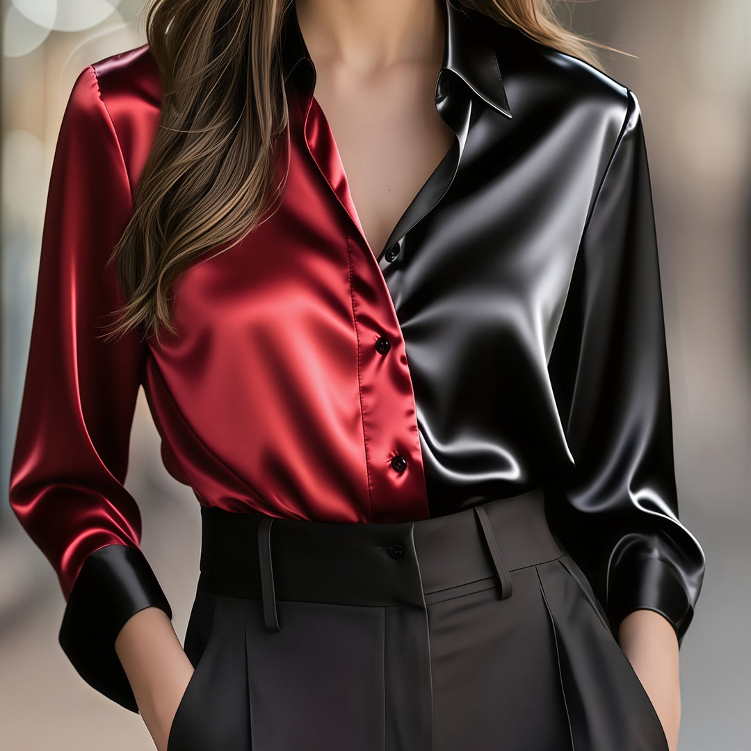 Color-Block Blouse for Women, Refined Style