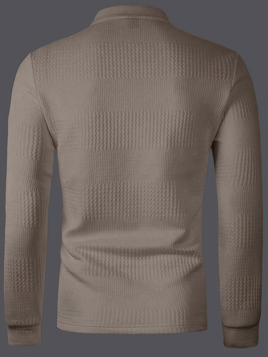 Long-Sleeve Polo Shirt for Men, Textured Style