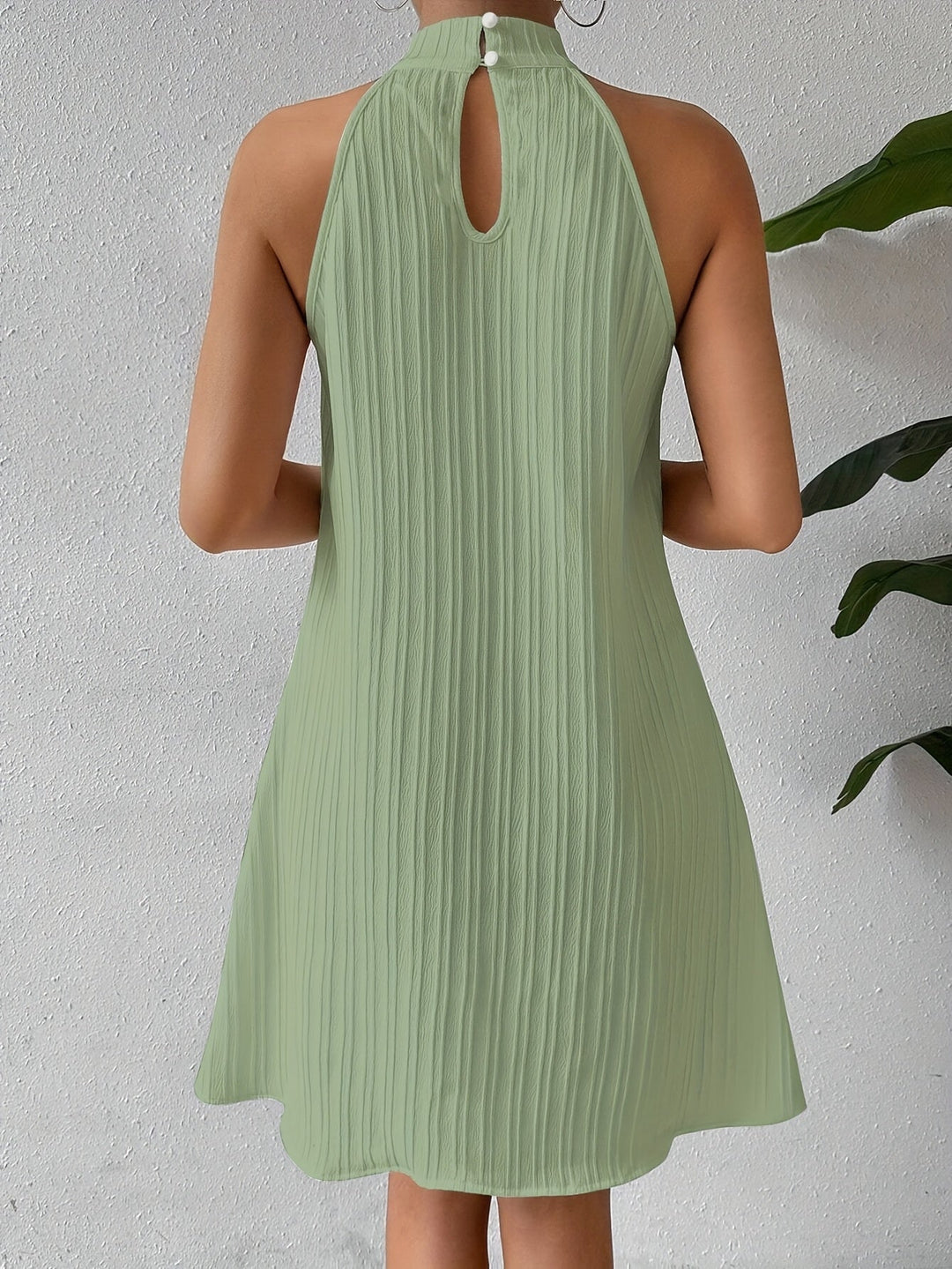 Textured Halter Mini Dress for Women