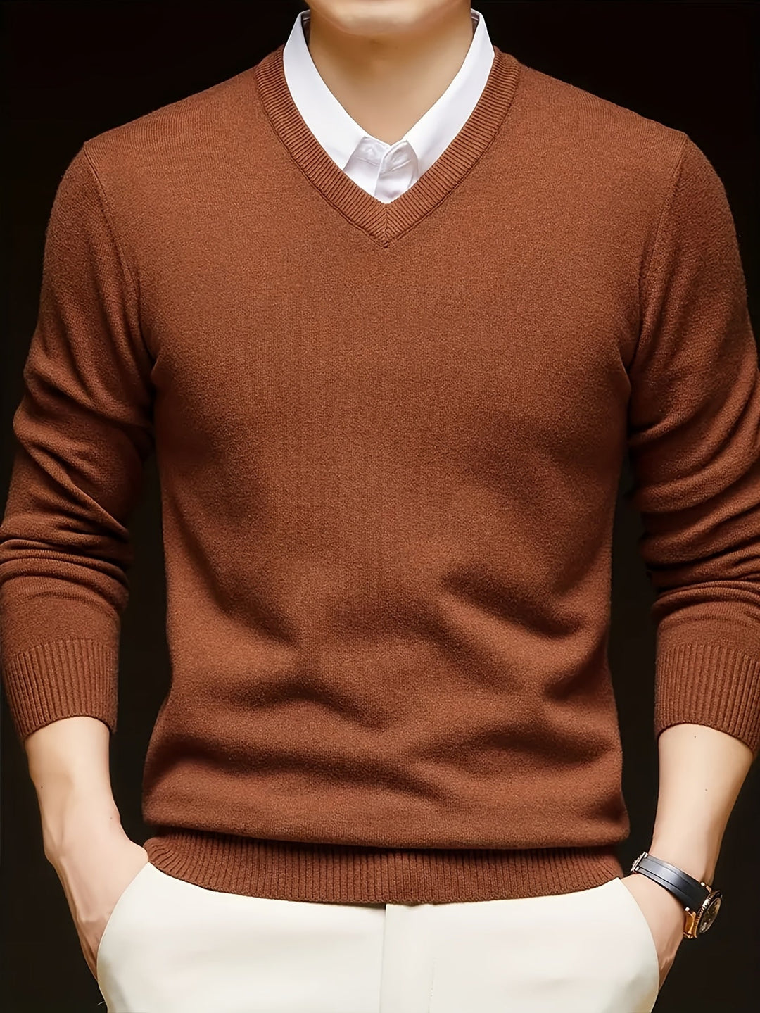 Refined V-Neck Sweater for Men