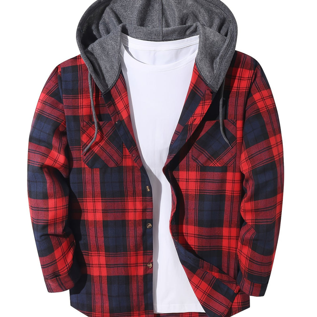 Checked Hooded Shirt for Men