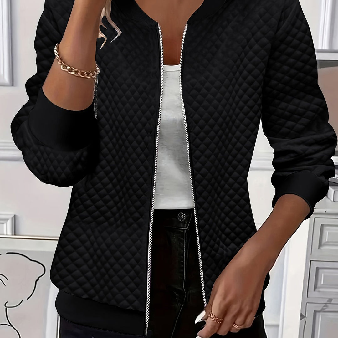 Quilted-Texture Baseball Jacket for Women