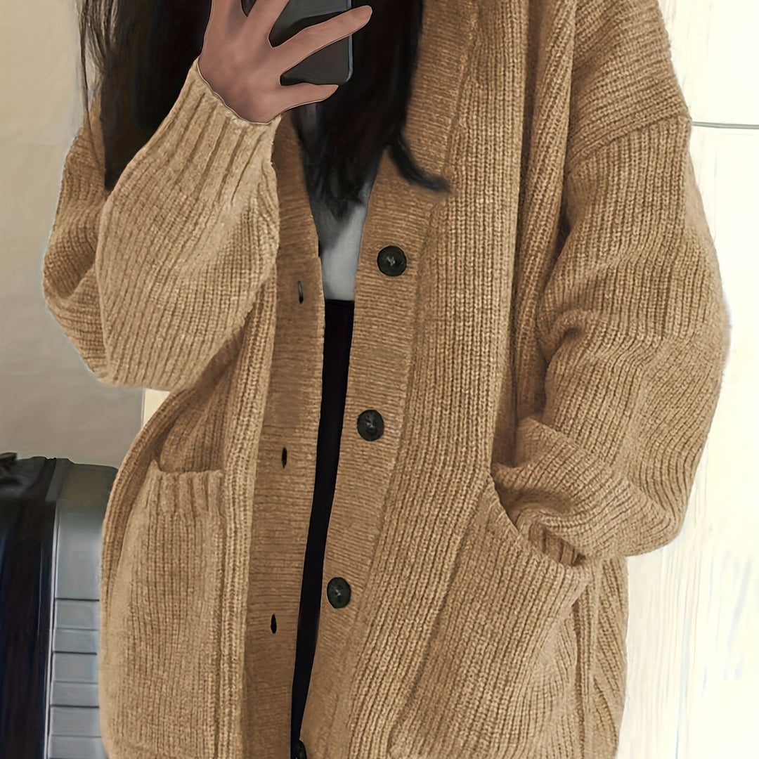 Ladies Relaxed Button-Front Cardigan