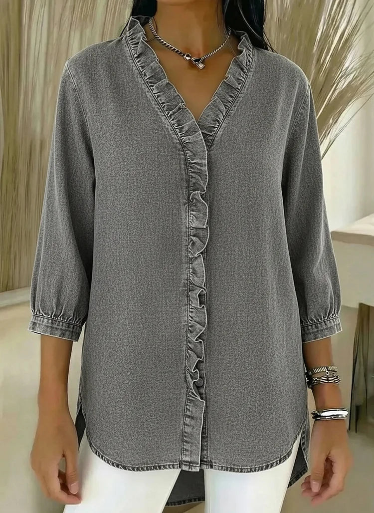 Ruffle Mid Sleeve Blouse for Women, Stylish Style