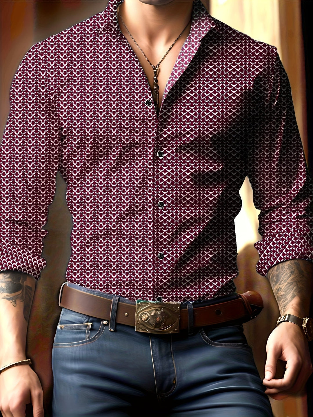 Patterned Dress Shirt, Men's Refined Fit