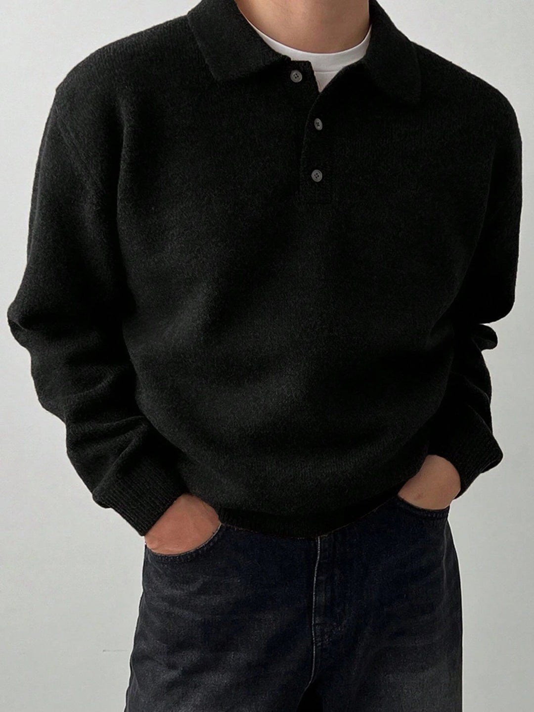 Polo Collar Sweater, Men's Refined Fit