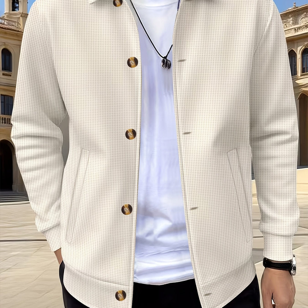 Button-Up Jacket for Men, Textured Style