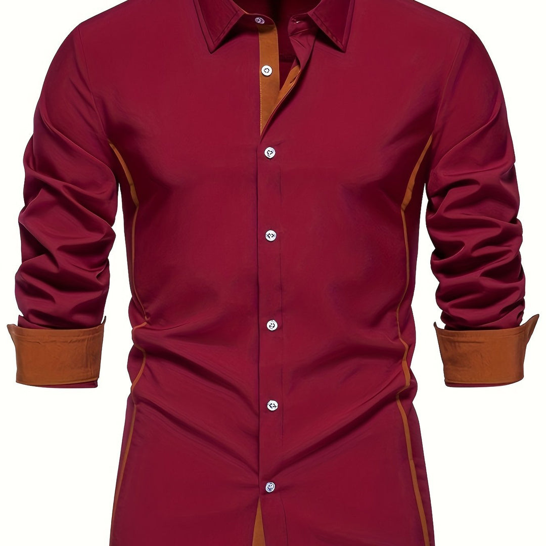 Men's Contrast Trim Button-Up Shirt