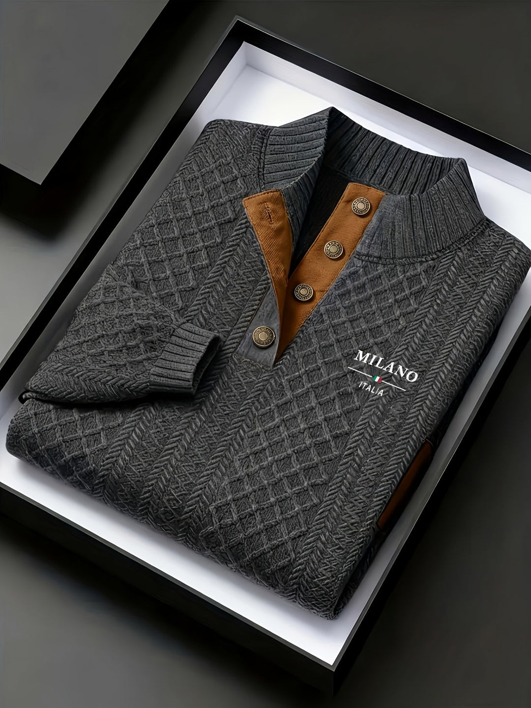 Textured Stand-Collar Sweater for Men