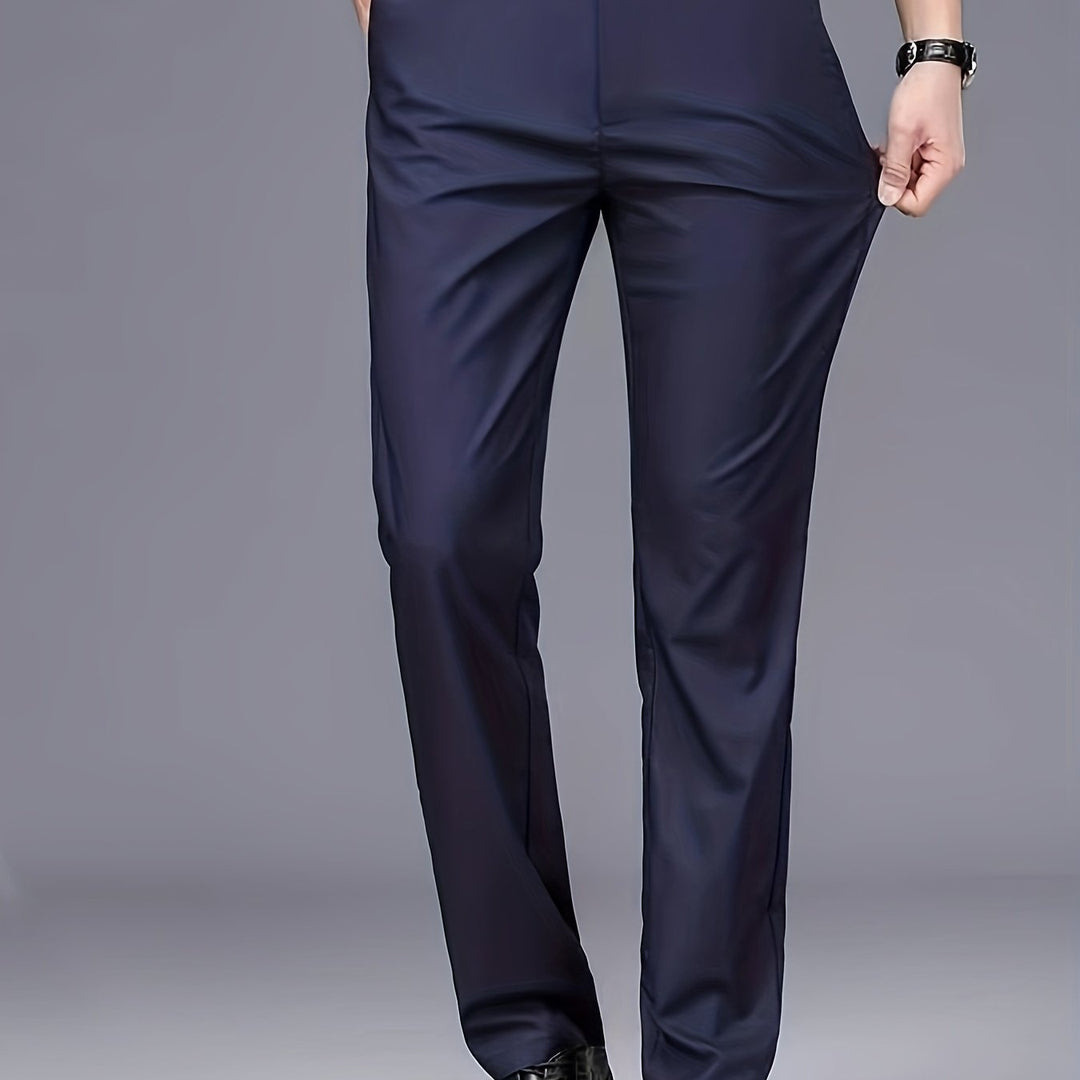 Straight-Leg Trousers, Men's Tailored Fit, Black