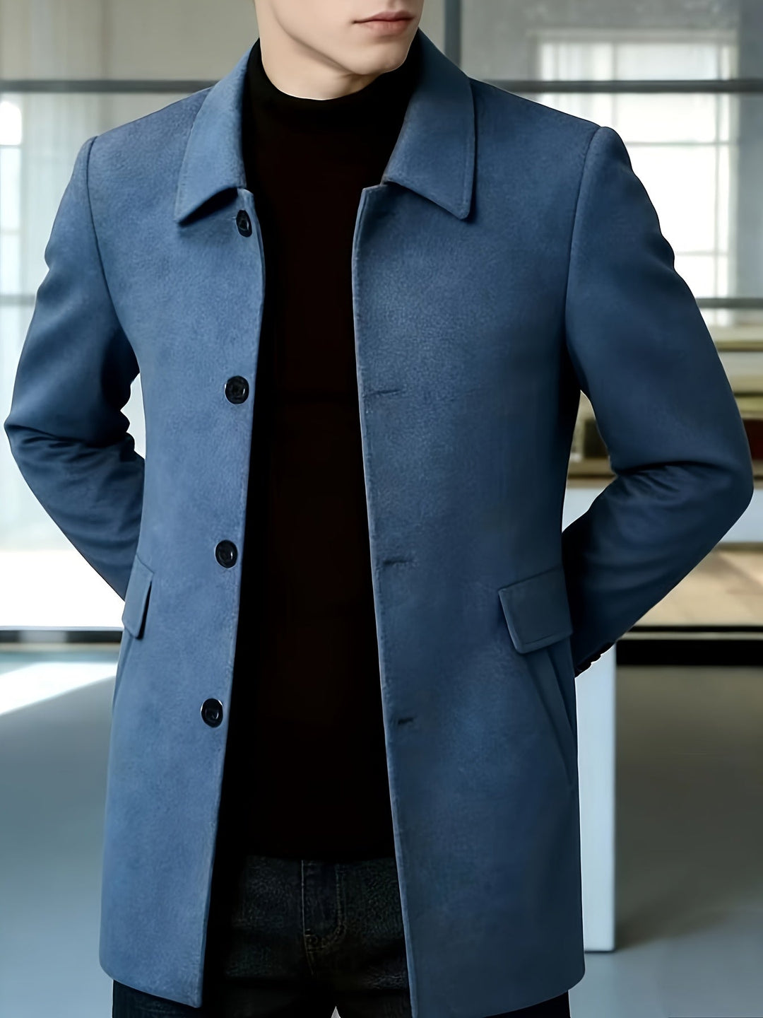 Single-Breasted Overcoat, Men's Refined Fit